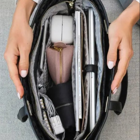 Lo & Sons Seville Prima Tote 13" Black/Gold/Grey - Picture 15 of 16